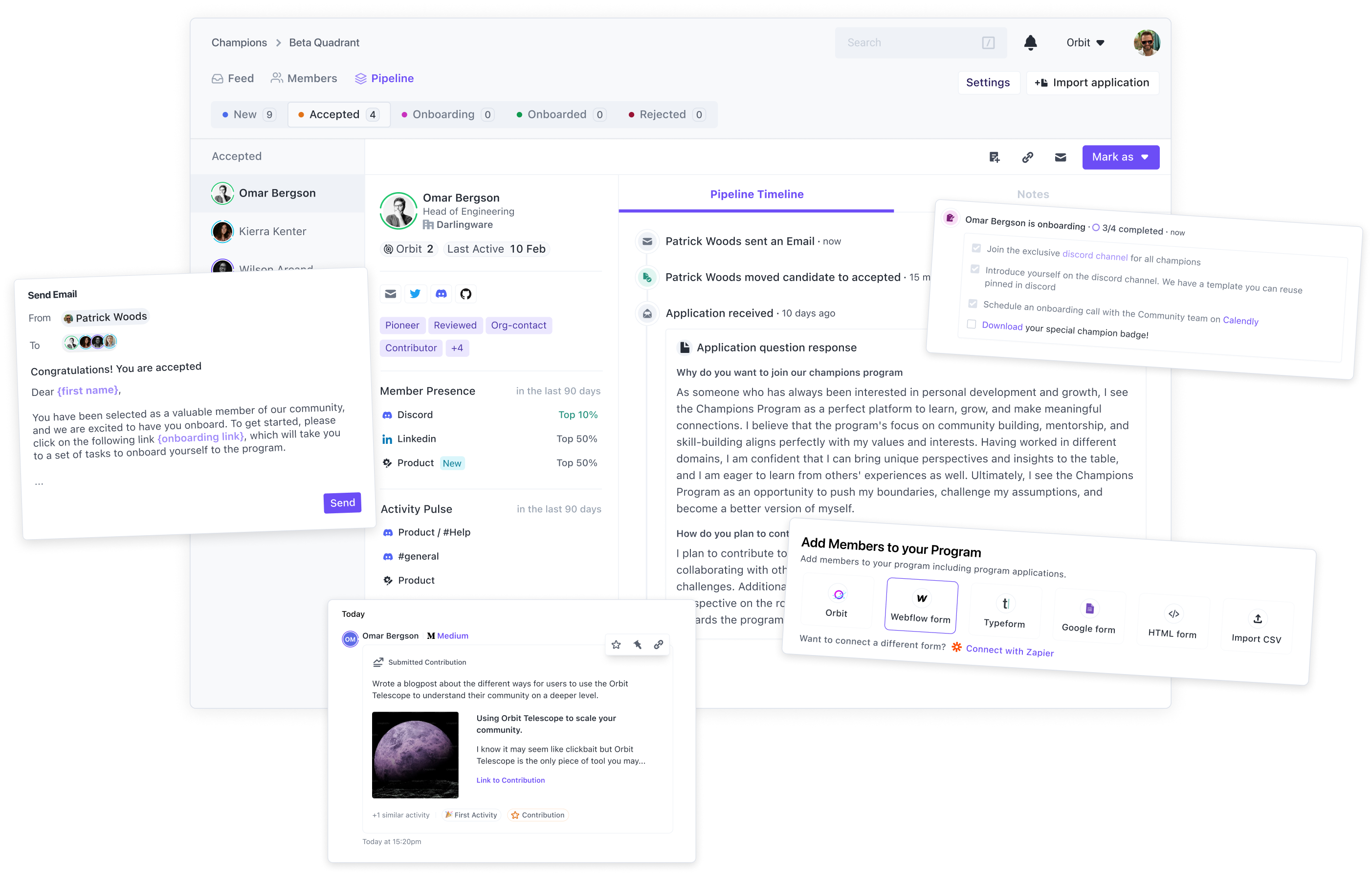 A screenshot of the Orbit Programs UI